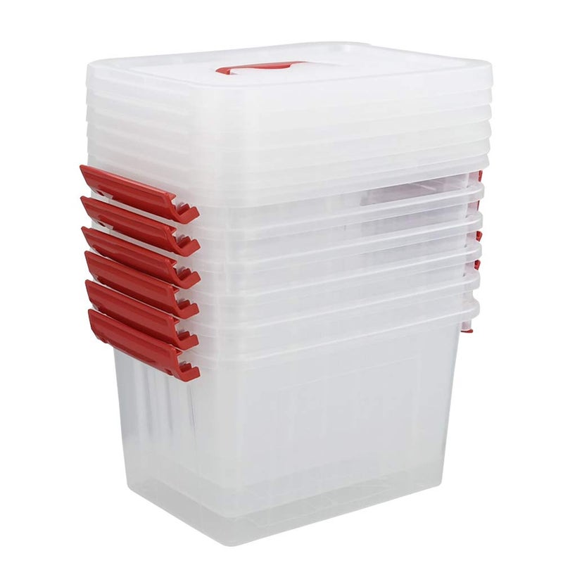 Kiddream 6 Packs Small Clear Boxes, 6 Quart Plastic Storage Bins with Lids - Image 1